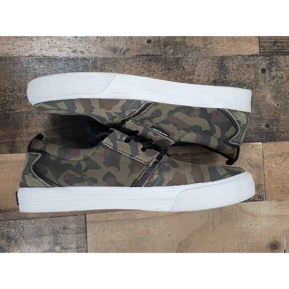 Supra Flow Low Top Men's 9.5 Camo Green anvas Shoes Sneaker Skater Casual - Picture 4 of 8